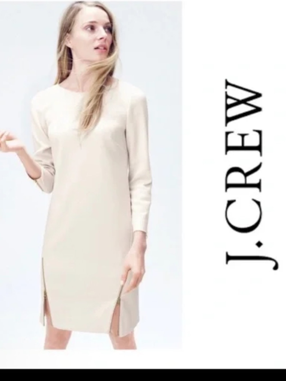 J. Crew Cream Zip-Front Shift Jacket